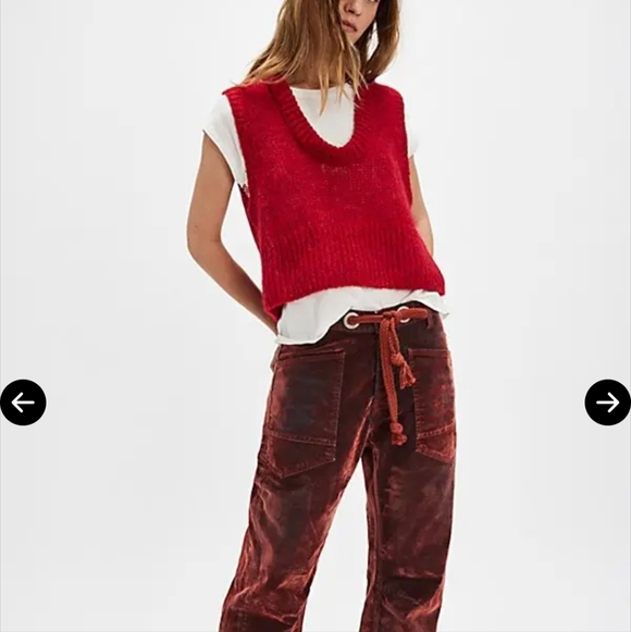 We The Free Moxie Low Slung Pull On Barrel Jeans in Chilli 27 NWT - Picture 2 of 10